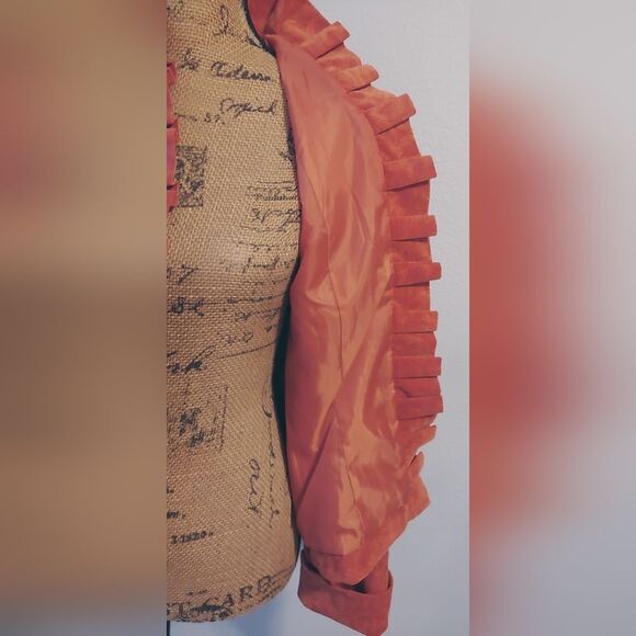 Chico's Open Front Blazer Textured Velvet Soft Ruffle Trim Sz 1 (Sz 8) - Picture 6 of 11